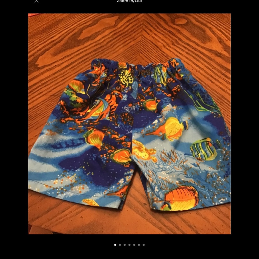 Swim trunks tropical fish 🐠 theme. 2T boy blue orange blue